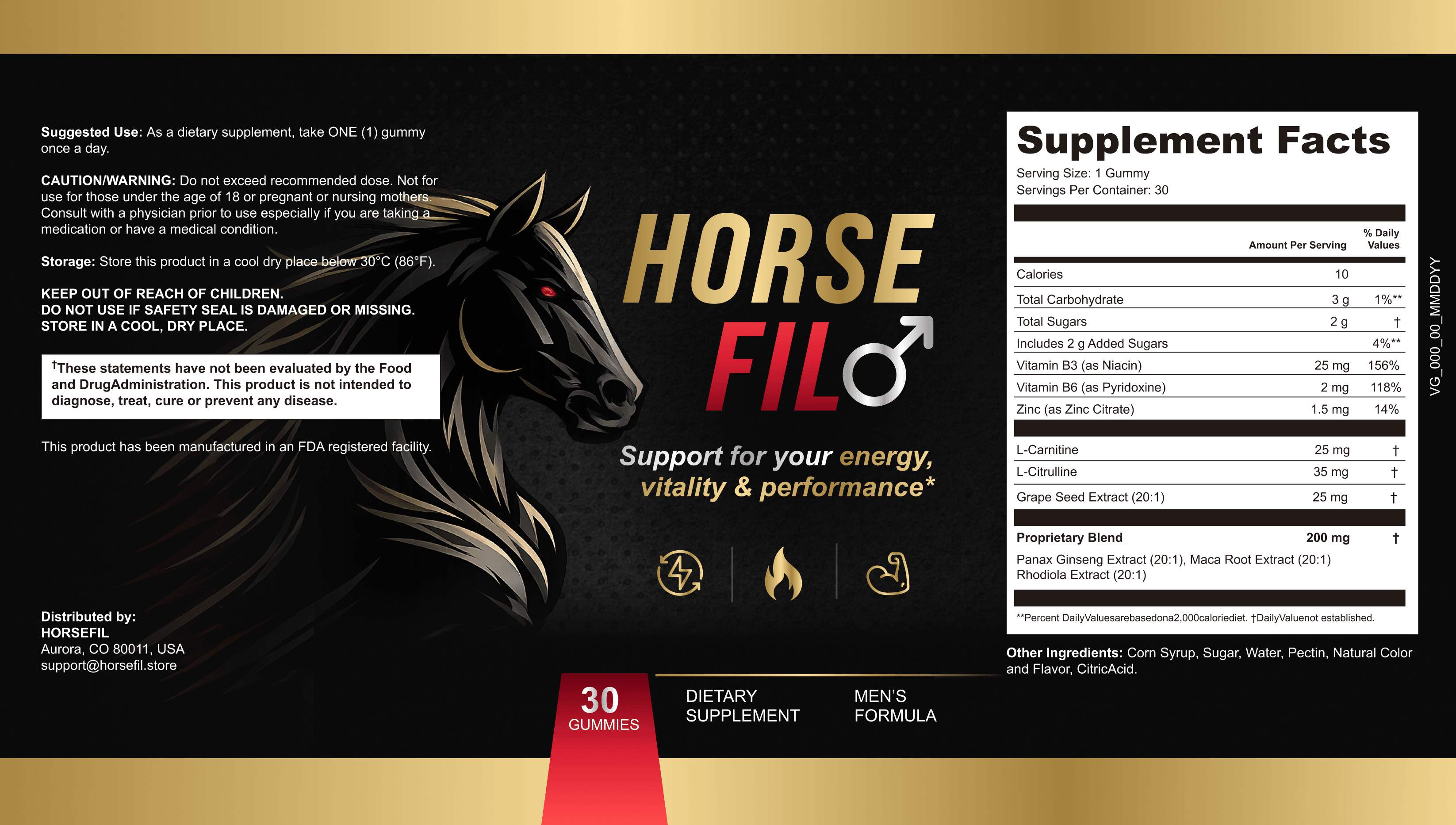 HorseFil ingredient label